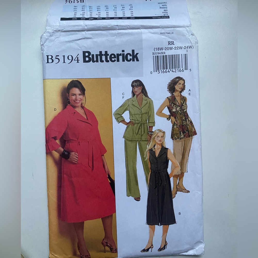 Vintage butterrick multiple sewing pattern sz 18-24